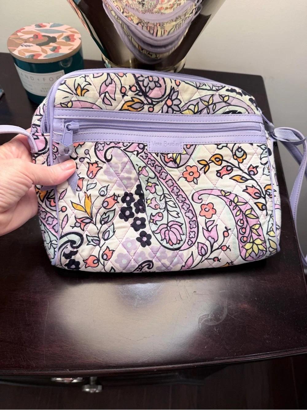 Vera Bradley Lavender Paisley Quilted Crossbody